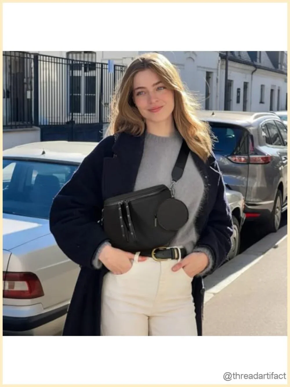Large Vegan Leather Crossbody Bum Bag with Coin Purse